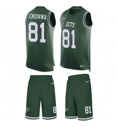 Men's Nike New York Jets #81 Quincy Enunwa Limited Green Tank Top Suit NFL Jersey