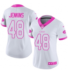 Women's Nike New York Jets #48 Jordan Jenkins Limited White/Pink Rush Fashion NFL Jersey