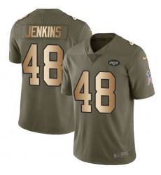 Youth Nike New York Jets #48 Jordan Jenkins Limited Olive/Gold 2017 Salute to Service NFL Jersey