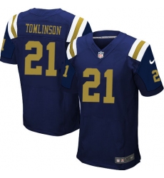 Men's Nike New York Jets #21 LaDainian Tomlinson Elite Navy Blue Alternate NFL Jersey