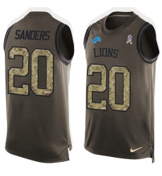 Men's Nike Detroit Lions #20 Barry Sanders Limited Green Salute to Service Tank Top NFL Jersey