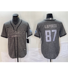 Men's Detroit Lions #87 Sam LaPorta Gray Cool Base Stitched Baseball Jersey