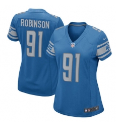 Women's Nike Detroit Lions #91 A'Shawn Robinson Game Light Blue Team Color NFL Jersey