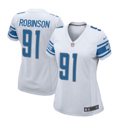 Women's Nike Detroit Lions #91 A'Shawn Robinson Game White NFL Jersey
