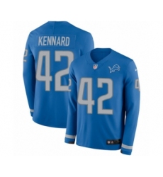 Youth Nike Detroit Lions #42 Devon Kennard Limited Blue Therma Long Sleeve NFL Jersey
