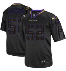 Men's Nike Baltimore Ravens #52 Ray Lewis Elite New Lights Out Black NFL Jersey