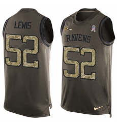 Men's Nike Baltimore Ravens #52 Ray Lewis Limited Green Salute to Service Tank Top NFL Jersey