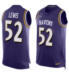 Men's Nike Baltimore Ravens #52 Ray Lewis Limited Purple Player Name & Number Tank Top NFL Jersey