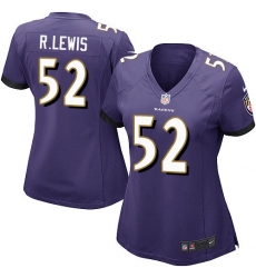 Women's Nike Baltimore Ravens #52 Ray Lewis Game Purple Team Color NFL Jersey