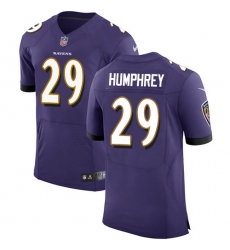 Men's Nike Baltimore Ravens #29 Marlon Humphrey Elite Purple Team Color NFL Jersey