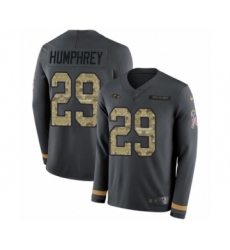 Youth Nike Baltimore Ravens #29 Marlon Humphrey Limited Black Salute to Service Therma Long Sleeve NFL Jersey