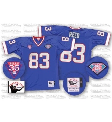 Mitchell And Ness Buffalo Bills #83 Andre Reed Royal Blue 35th Anniversary Patch Authentic Throwback NFL Jersey