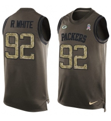 Men's Nike Green Bay Packers #92 Reggie White Limited Green Salute to Service Tank Top NFL Jersey