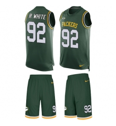 Men's Nike Green Bay Packers #92 Reggie White Limited Green Tank Top Suit NFL Jersey