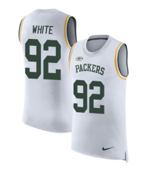 Men's Nike Green Bay Packers #92 Reggie White Limited White Rush Player Name & Number Tank Top NFL Jersey
