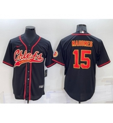 Men's Kansas City Chiefs Patrick Mahomes Black Stitched Cool Base Nike Baseball Jersey