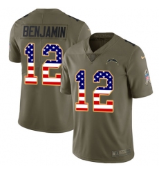 Youth Nike Los Angeles Chargers #12 Travis Benjamin Limited Olive/USA Flag 2017 Salute to Service NFL Jersey
