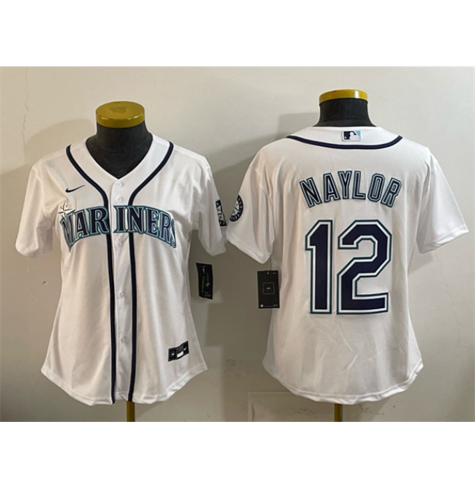 Youth Seattle Mariners #12 Josh Naylor White Cool Base Stitched Baseball Jersey