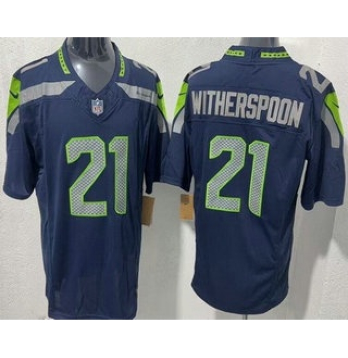 Men's Seattle Seahawks #21 Devon Witherspoon Limited Navy FUSE Vapor Jersey