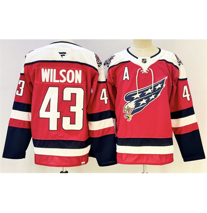 Men's Washington Capitals #43 Tom Wilson Red With A Stitched Hockey Jersey