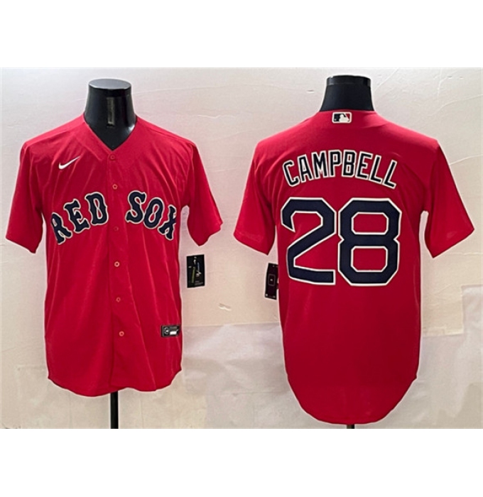 Men's Boston Red Sox #28 Kristian Campbell Red Cool Base Stitched Baseball Jersey