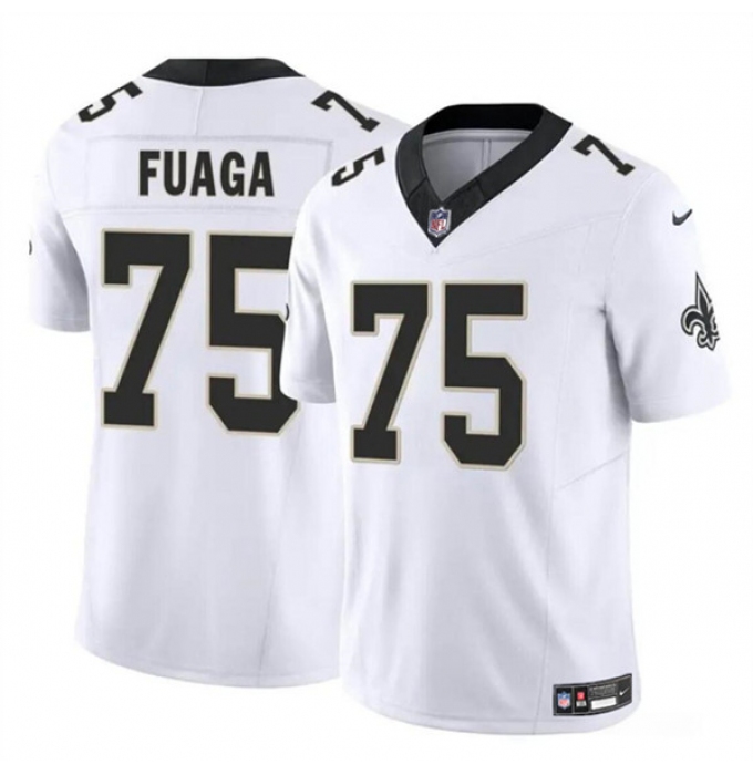 Men's New Orleans Saints #75 Taliese Fuaga White 2024 Draft F.U.S.E. Vapor Limited Football Stitched Jersey