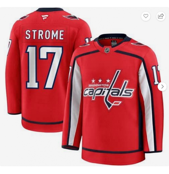 Men's Washington Capitals #17 Dylan Strome Red 2024-25 Home Stitched Hockey Jersey