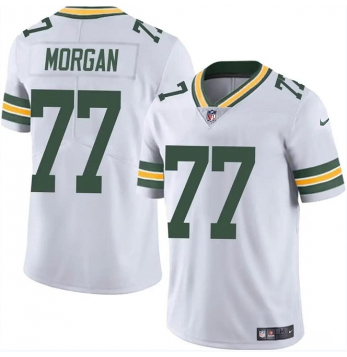 Men's Green Bay Packers #77 Jordan Morgan White 2024 Draft Vapor Limited Football Stitched Jersey