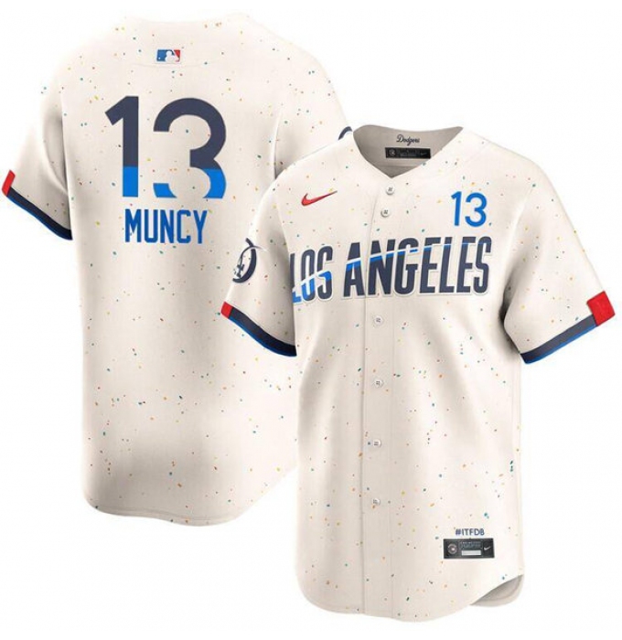 Men's Los Angeles Dodgers #13 Max Muncy Cream 2024 City Connect Limited Stitched Baseball Jersey