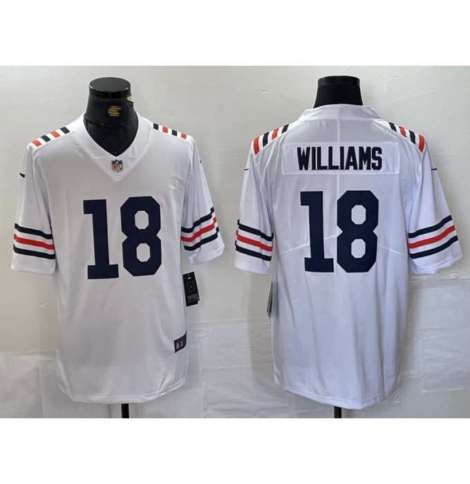 Men's Chicago Bears #18 Caleb Williams White 2024 Vapor Stitched Nike Alternate Classic Limited Jersey