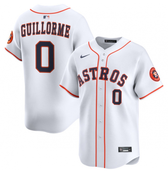Men's Houston Astros #0 Luis Guillorme White 2025 Home Limited Stitched Baseball Jersey