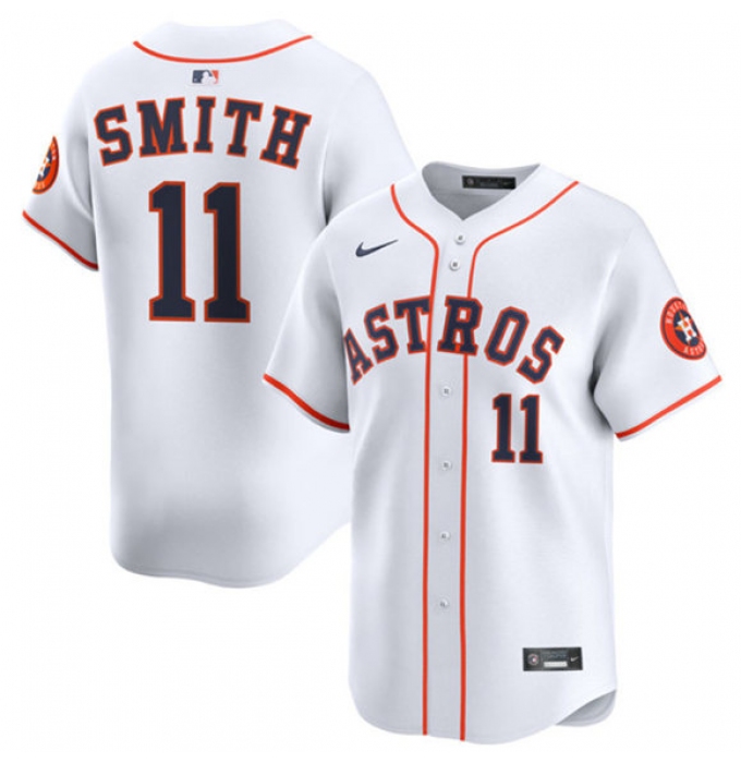 Men's Houston Astros #11 Cam Smith White 2025 Home Limited Stitched Baseball Jersey