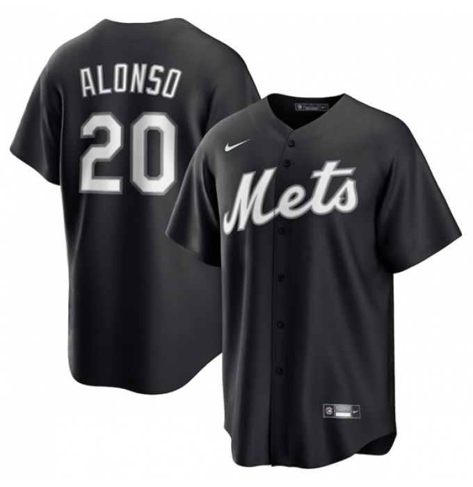 Men's New York Mets #20 Pete Alonso Black Lights Out Limited Stitched Baseball Jersey