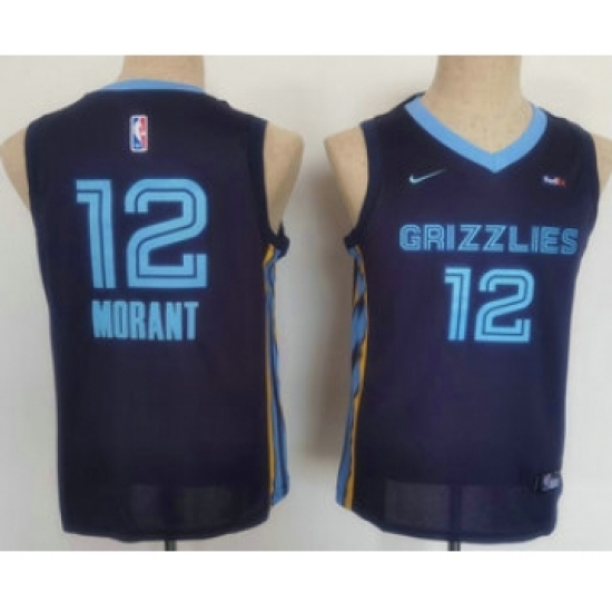 Youth Memphis Grizzlies 12 Ja Morant Black Nike 2021 Stitched Jersey