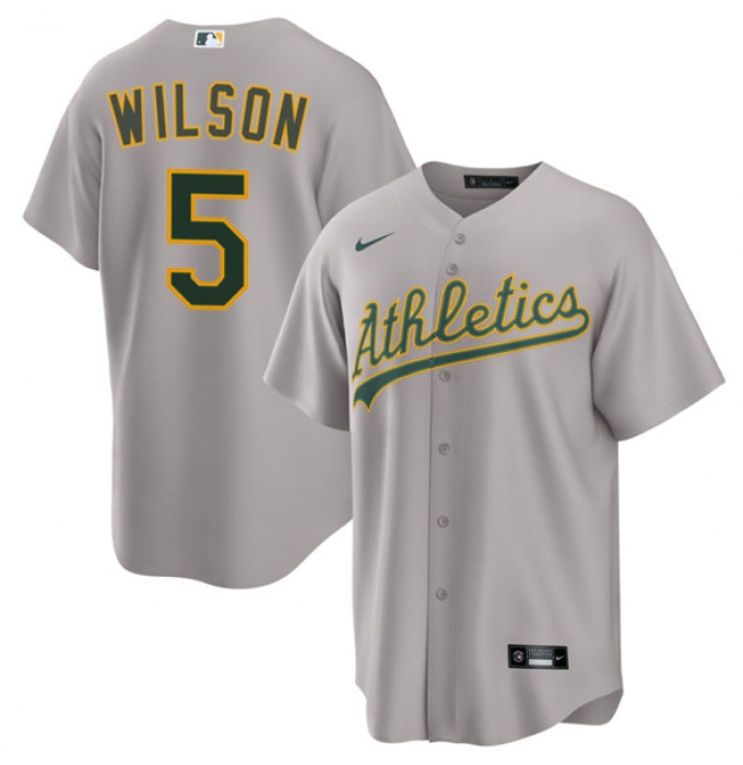 Men's Oakland Athletics #5 Jacob Wilson Gray 2024 Away Limited Stitched Jersey