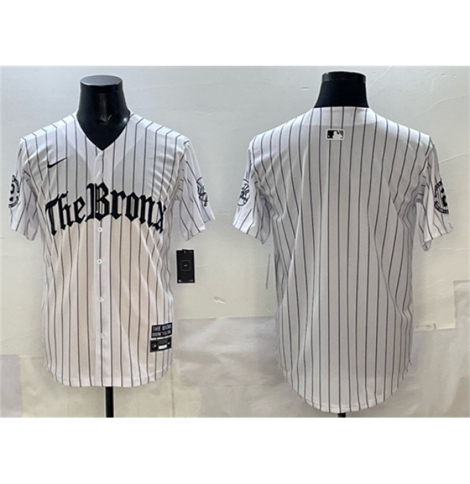 Men's New York Yankees Blank White Pinstripe 'Gothic Legacy Edition' Vapor Premier Limited Stitched Baseball Jersey