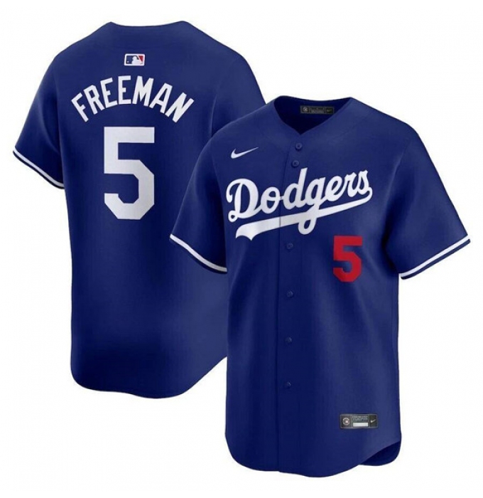Men's Los Angeles Dodgers #5 Freddie Freeman Royal Limited Stitched Baseball Jersey