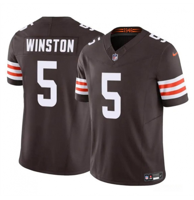 Men's Cleveland Browns #5 Jameis Winston Brown 2023 F.U.S.E Vapor Limited Football Stitched Jersey