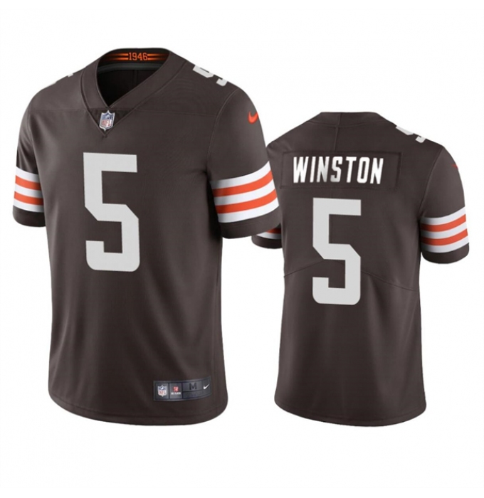 Men's Cleveland Browns #5 Jameis Winston Brown Vapor Limited Football Stitched Jersey