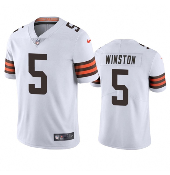 Men's Cleveland Browns #5 Jameis Winston White Vapor Limited Football Stitched Jersey