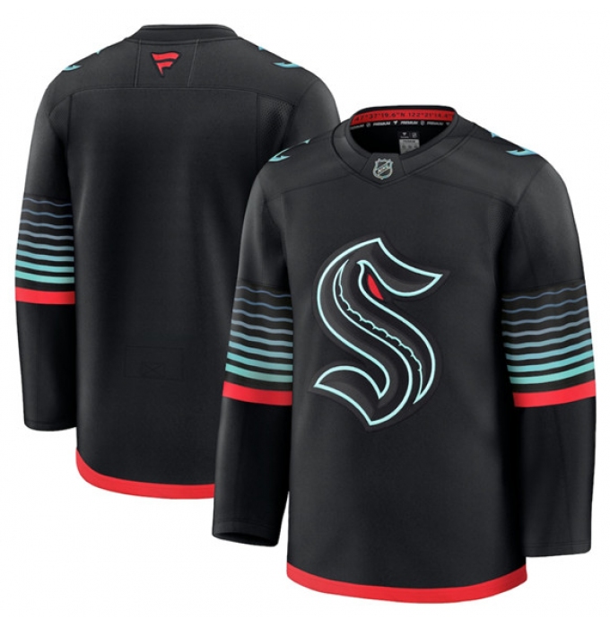 Men's Seattle Kraken Blank Black Alternate Stitched Hockey Jersey