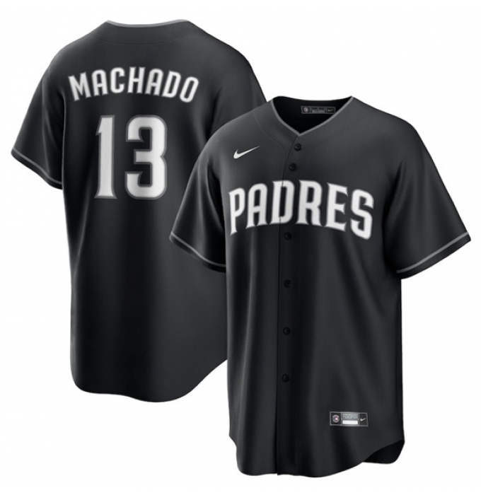 Men's San Diego Padres #13 Manny Machado Black Lights Out Limited Stitched Baseball Jersey