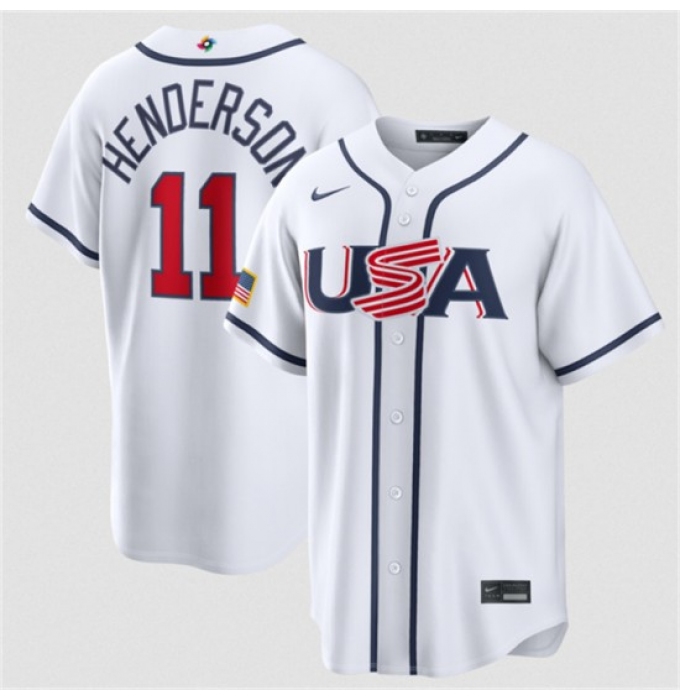 Men's USA Baseball #11 Gunnar Henderson White 2026 World Baseball Classic Home Stadium Stitched Jersey
