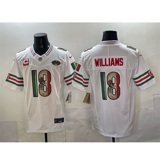 Men's Chicago Bears #18 Caleb Williams White Mexico F.U.S.E. With 2-star C And VMH Throwback Stitched Football Jersey