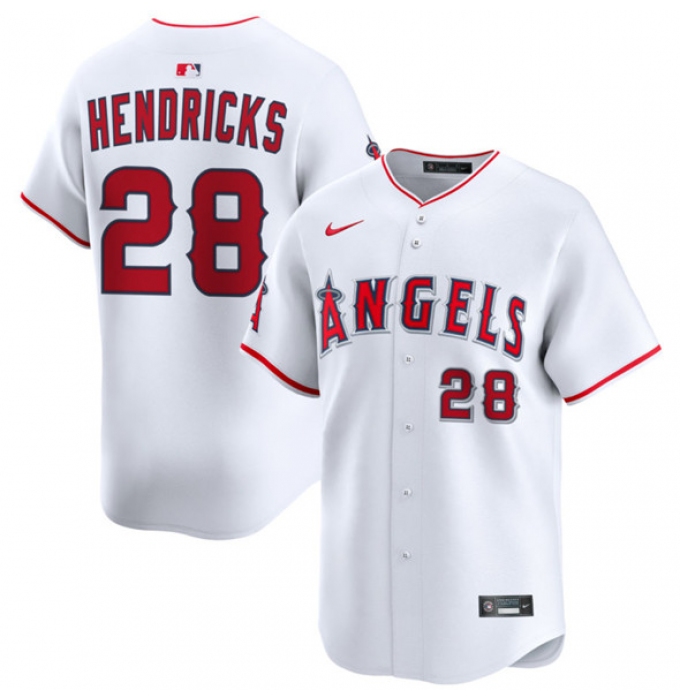Men's Los Angeles Angels #28 Kyle Hendricks White 2024 Home Limited Stitched Baseball Jersey