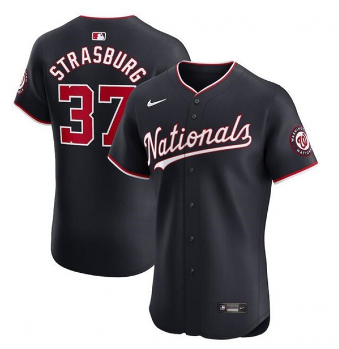 Men's Washington Nationals #37 Stephen Strasburg Navy Alternate Elite Stitched Baseball Jersey