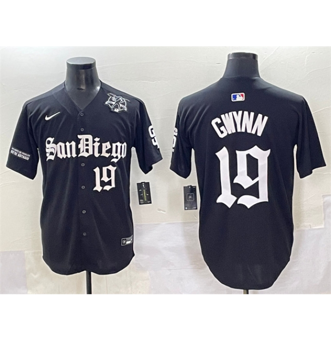 Men's San Diego Padres #19 Tony Gwynn Black Gothic Edition Vapor Limited Stitched Baseball Jersey