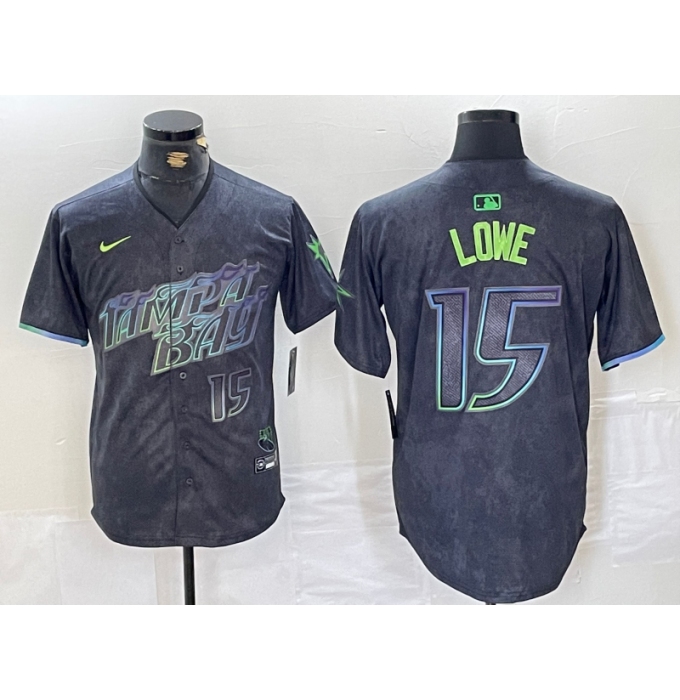 Men's Tampa Bay Rays #15 Josh Lowe Number Charcoal 2024 City Connect Limited Stitched Jersey