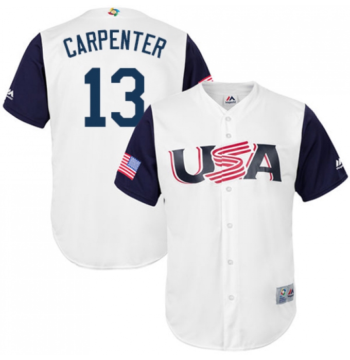 Youth USA Baseball Majestic #13 Matt Carpenter White 2017 World Baseball Classic Replica Team Jersey