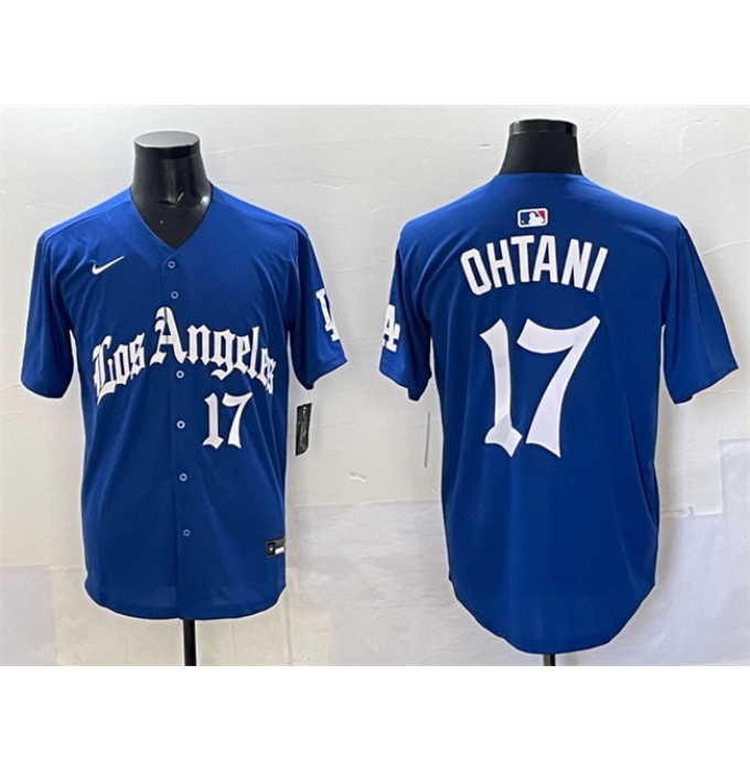 Men's Los Angeles Dodgers #17 Shohei Ohtani Blue 2025 LA Gothic Style With Fernando Vapor Premier Limited Stitched Baseball Jersey